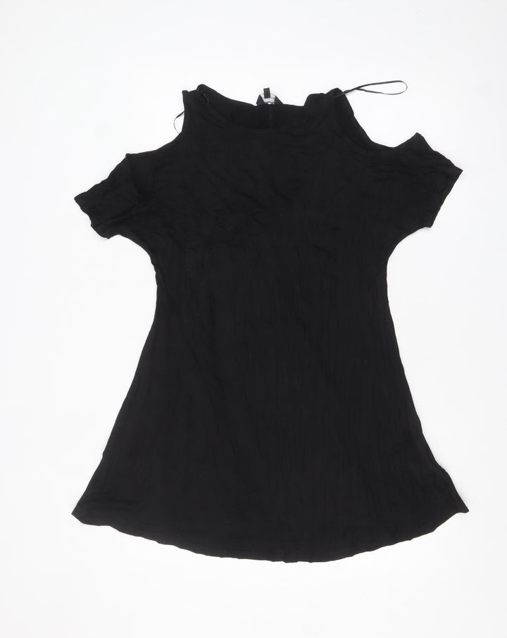 New Look Women's Black Cold Shoulder A-Line Dress Size 10