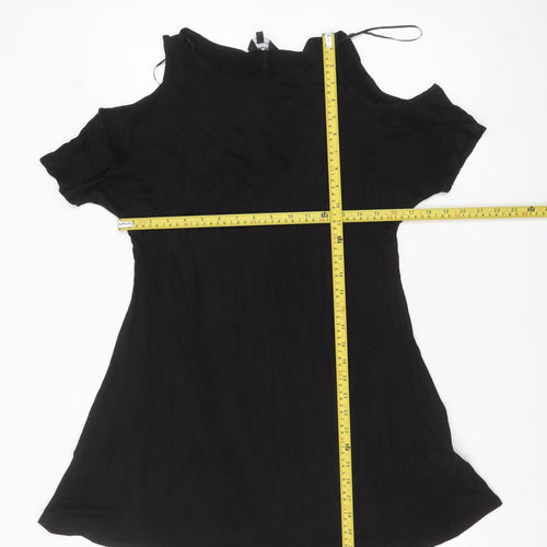 New Look Women's Black Cold Shoulder A-Line Dress Size 10
