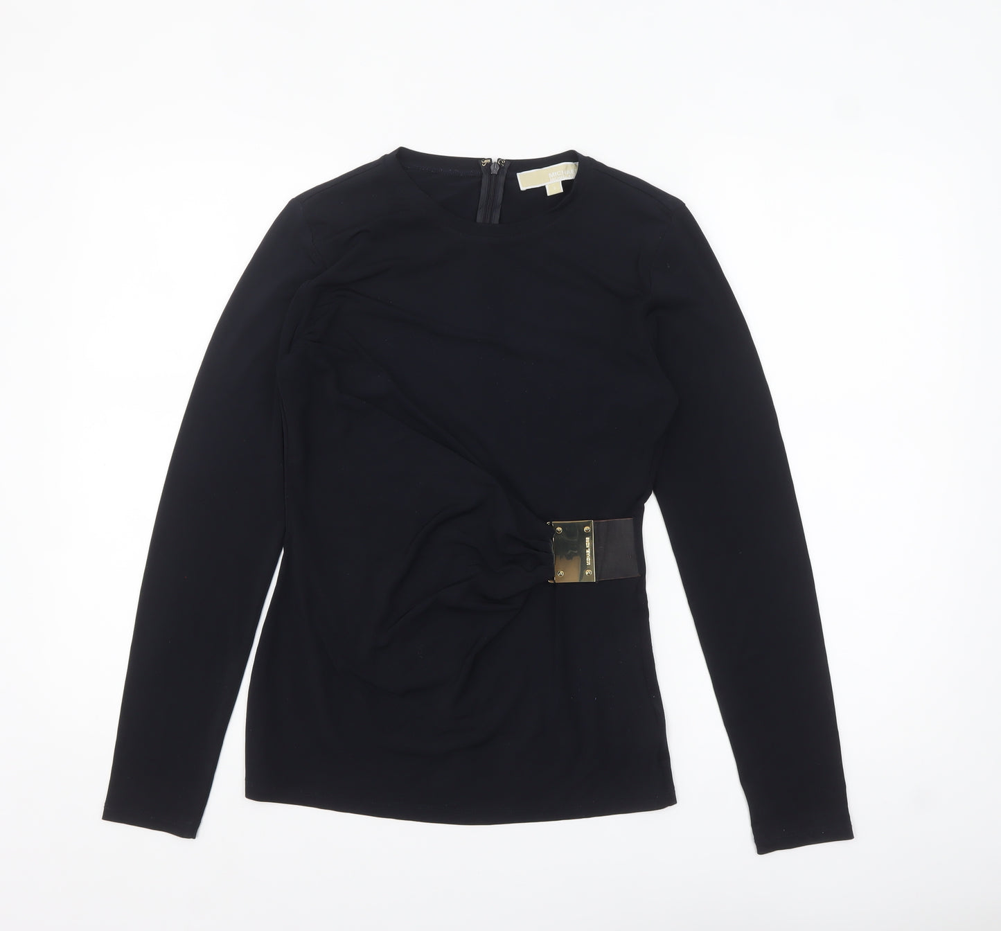 Michael Kors Womens Black Long Sleeve Wrap Blouse S