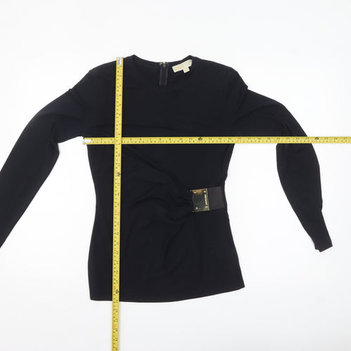 Michael Kors Womens Black Long Sleeve Wrap Blouse S