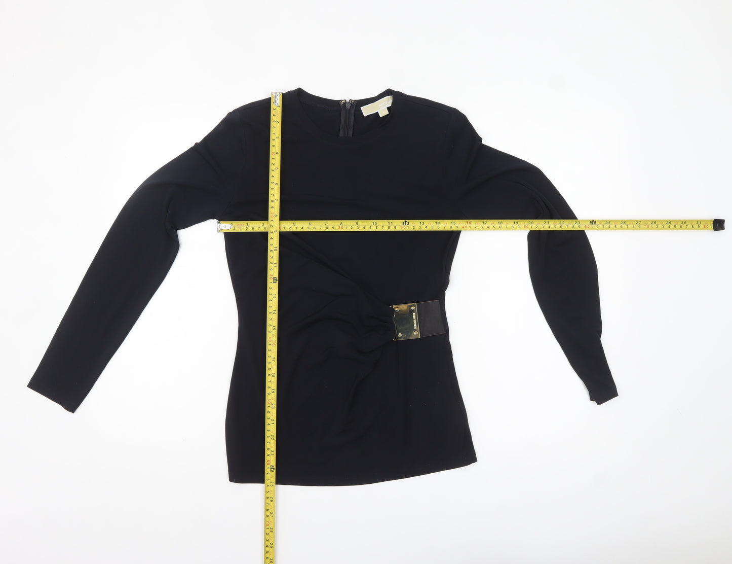 Michael Kors Womens Black Long Sleeve Wrap Blouse S