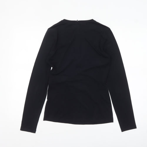 Michael Kors Womens Black Long Sleeve Wrap Blouse S