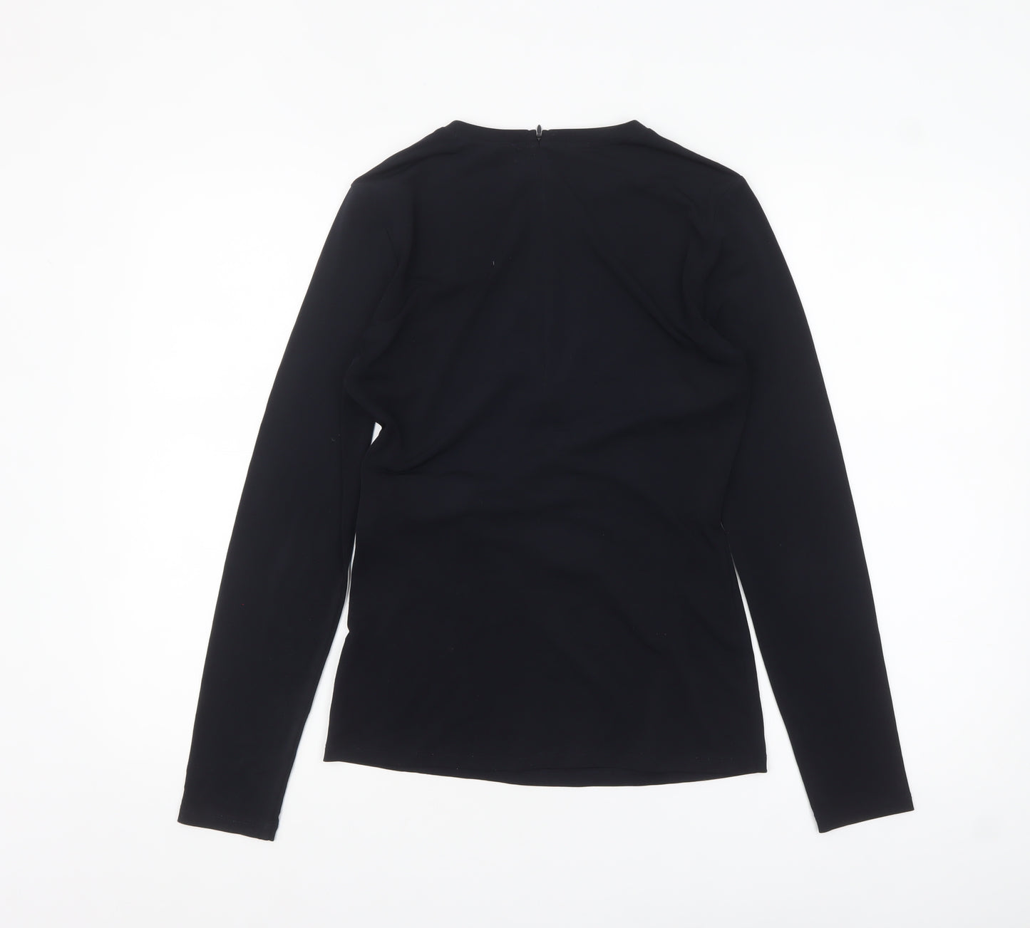 Michael Kors Womens Black Long Sleeve Wrap Blouse S