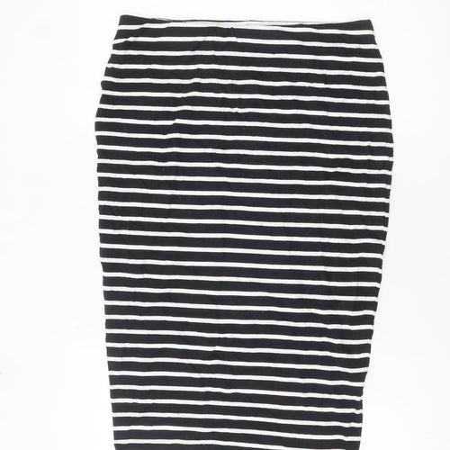Marks and Spencer Women Black Striped Pencil Skirt Size 10