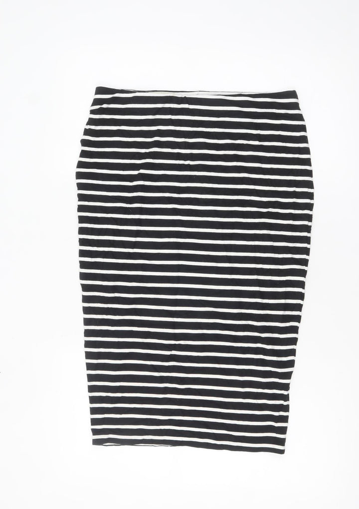 Marks and Spencer Women Black Striped Pencil Skirt Size 10