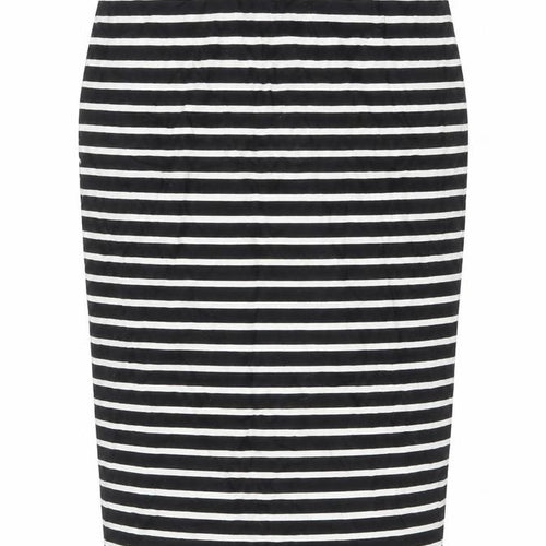 Marks and Spencer Women Black Striped Pencil Skirt Size 10