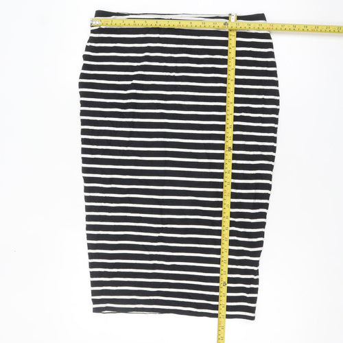Marks and Spencer Women Black Striped Pencil Skirt Size 10
