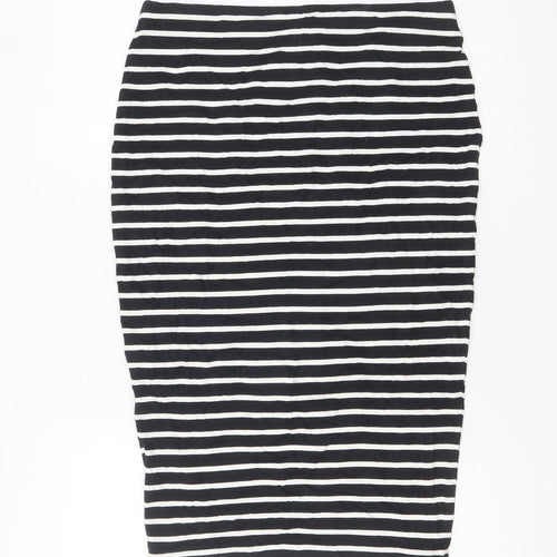 Marks and Spencer Women Black Striped Pencil Skirt Size 10