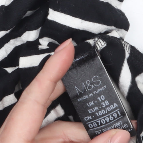 Marks and Spencer Women Black Striped Pencil Skirt Size 10