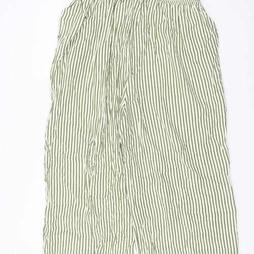 Boohoo Women’s Green Striped Cropped Wide-Leg Trousers UK 20