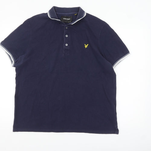 Lyle & Scott Men's Blue XL Cotton Polo Shirt Classic Logo Style
