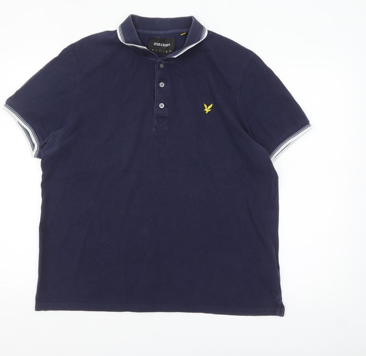 Lyle & Scott Men's Blue XL Cotton Polo Shirt Classic Logo Style