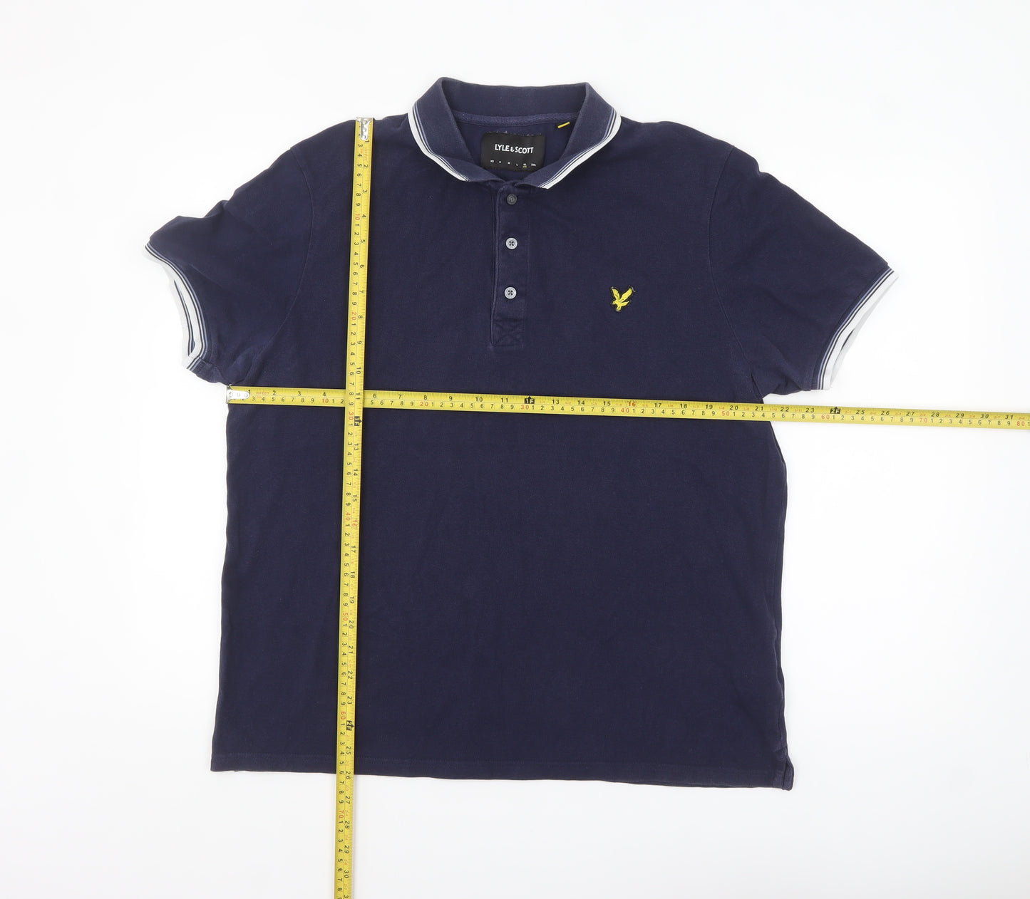 Lyle & Scott Men's Blue XL Cotton Polo Shirt Classic Logo Style