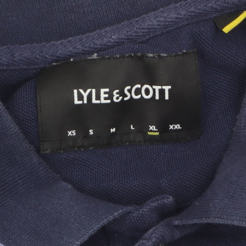 Lyle & Scott Men's Blue XL Cotton Polo Shirt Classic Logo Style