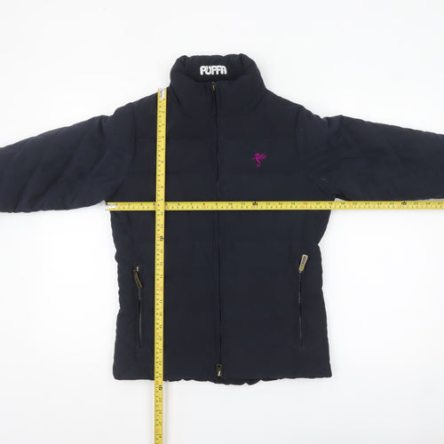 Puffa Women's Blue Quilted Puffer Jacket Size 8 Full Zip Warm