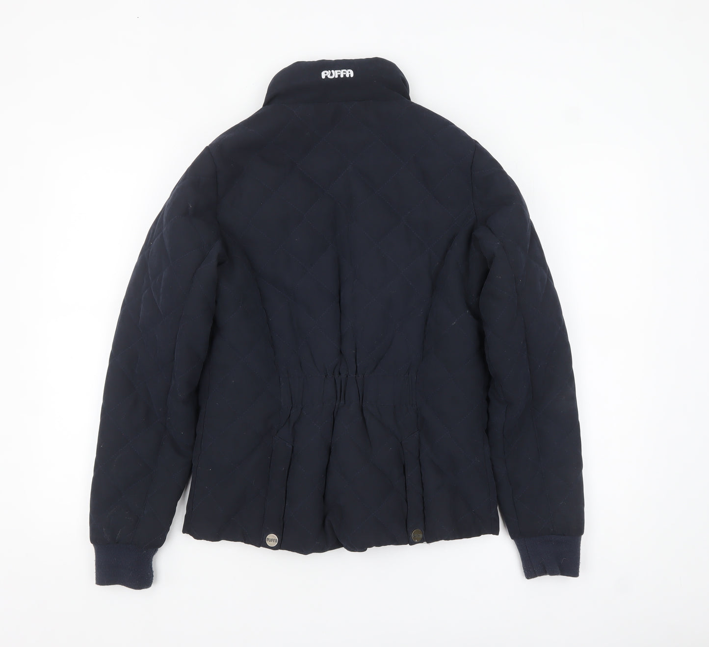 Puffa Women's Blue Quilted Puffer Jacket Size 8 Full Zip Warm