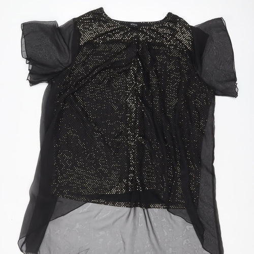 Klass Womens Black Sequin Tunic Blouse Size 22 Party Top