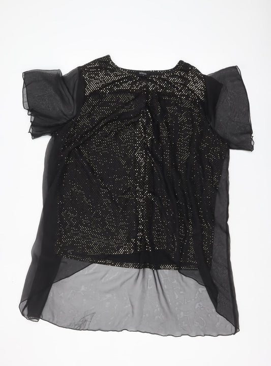 Klass Womens Black Sequin Tunic Blouse Size 22 Party Top