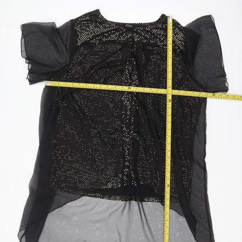 Klass Womens Black Sequin Tunic Blouse Size 22 Party Top
