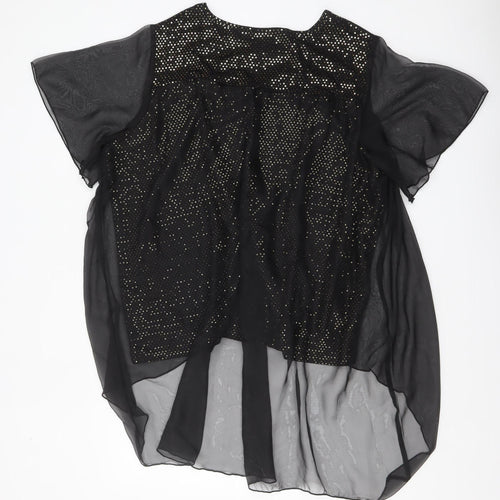 Klass Womens Black Sequin Tunic Blouse Size 22 Party Top