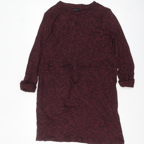 New Look Women’s Red Knit Shift Belted Dress Size 12