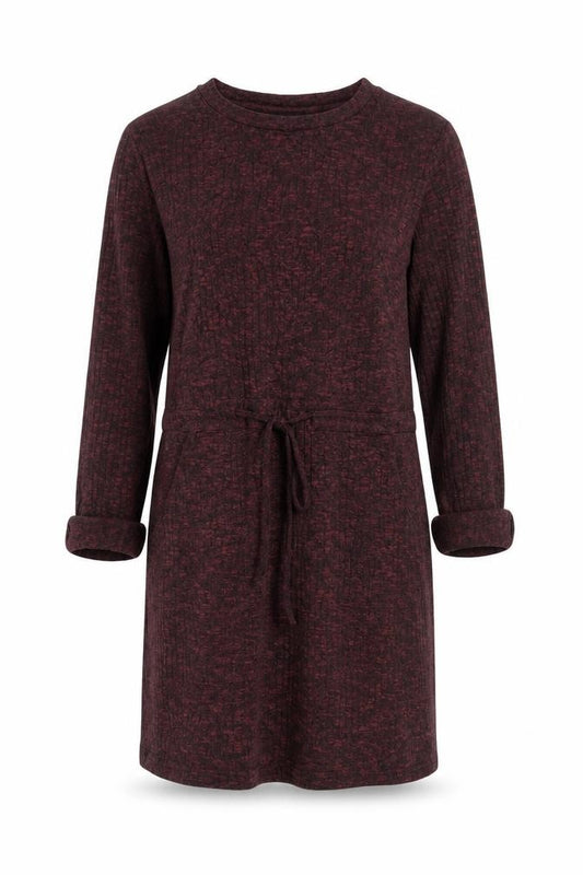 Front view of New Look Women’s Red Knit Shift Belted Dress, size UK 12