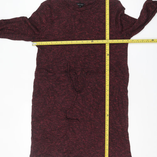 New Look Women’s Red Knit Shift Belted Dress Size 12