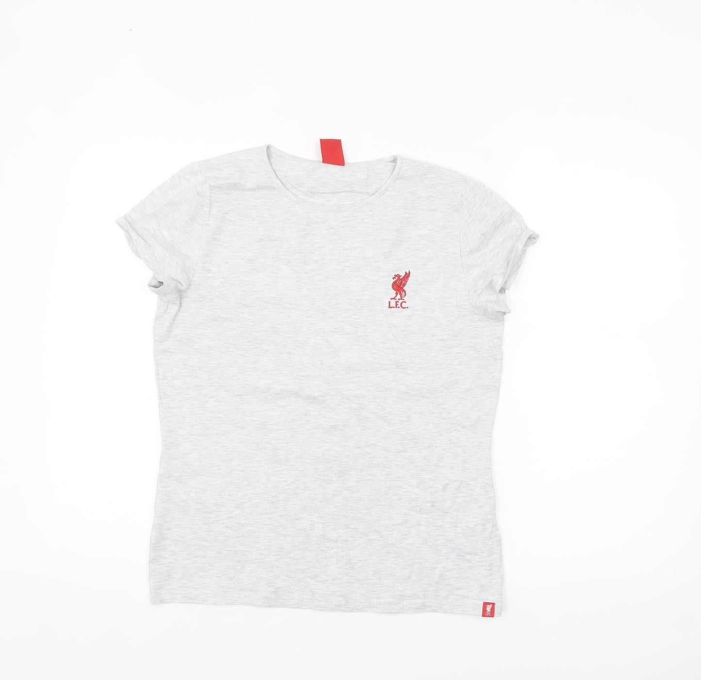 L.F.C. Women's Grey Embroidered Crew Neck Cotton T-Shirt Size 10