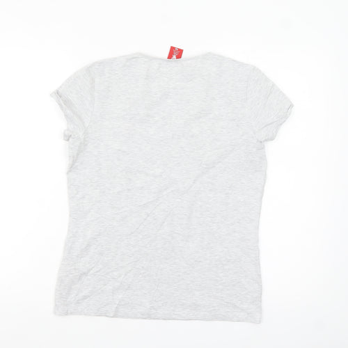 L.F.C. Women's Grey Embroidered Crew Neck Cotton T-Shirt Size 10