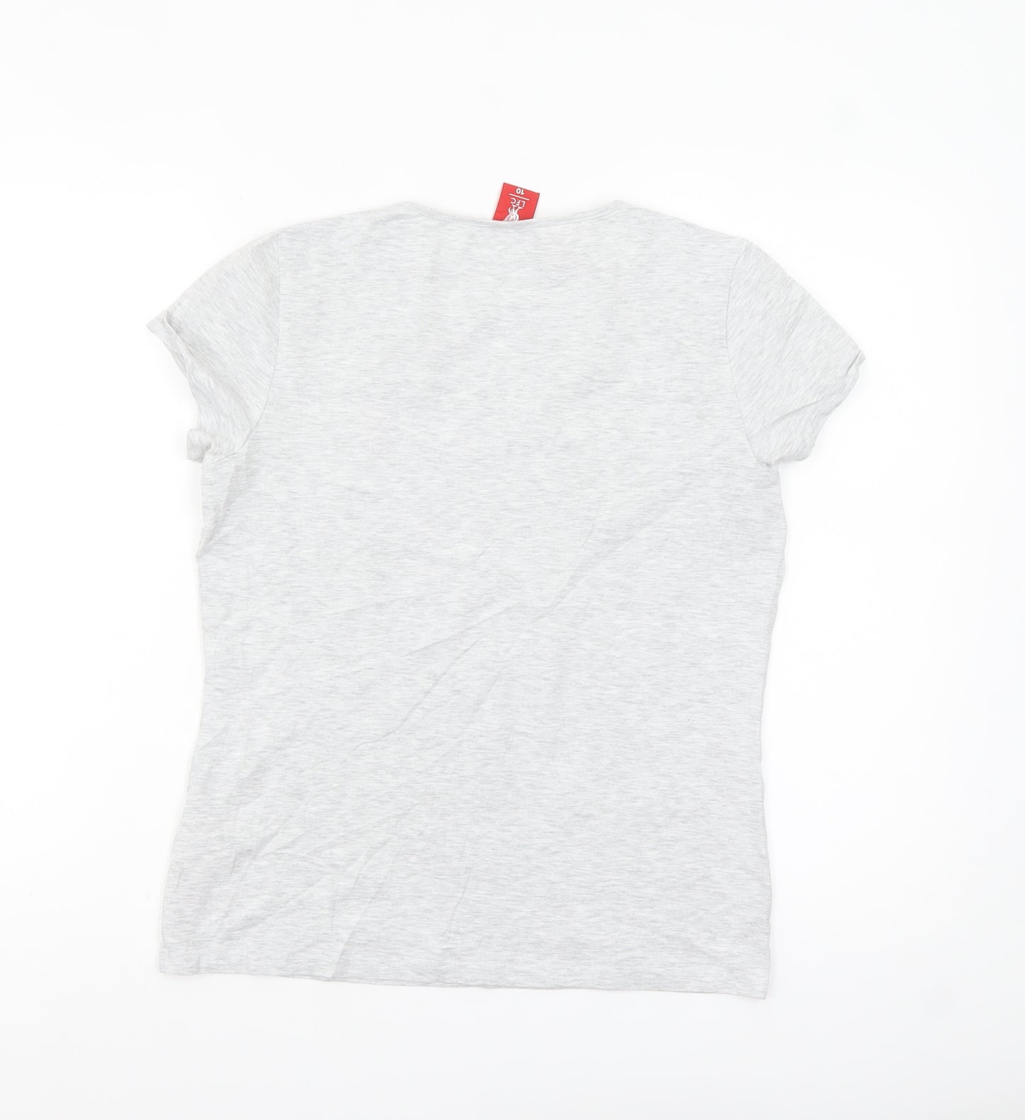 L.F.C. Women's Grey Embroidered Crew Neck Cotton T-Shirt Size 10