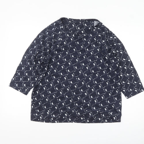 Marks and Spencer Womens Blue Animal Print 3/4 Sleeve Jersey T-Shirt Size 14