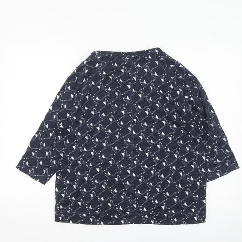 Marks and Spencer Womens Blue Animal Print 3/4 Sleeve Jersey T-Shirt Size 14