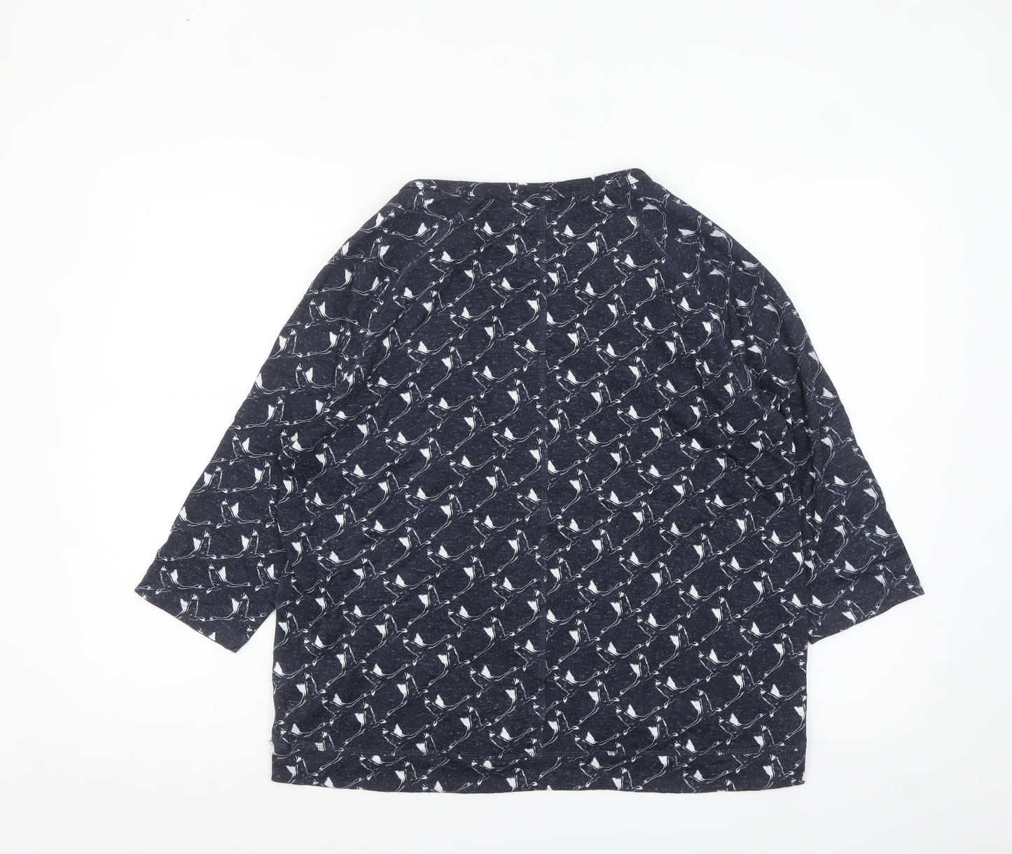 Marks and Spencer Womens Blue Animal Print 3/4 Sleeve Jersey T-Shirt Size 14
