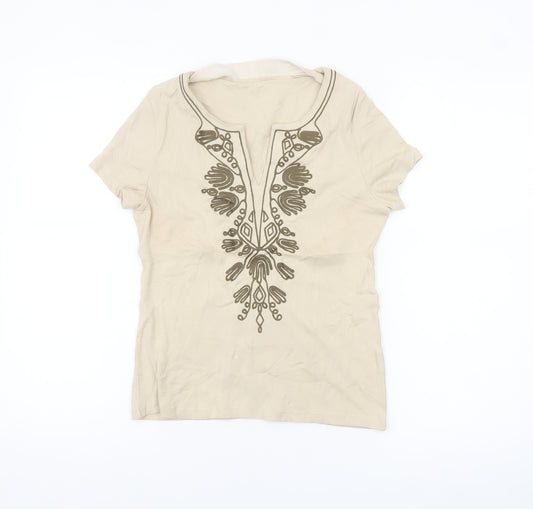 Marks and Spencer Women’s Beige Embroidered Tunic Blouse UK 10