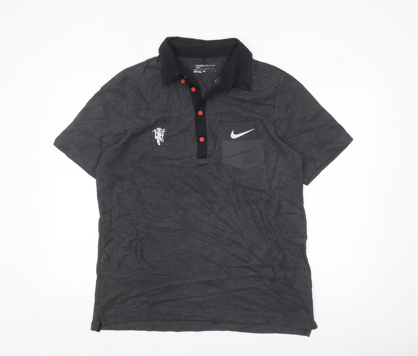 Nike Golf Dri-FIT Grey Men's L Polo Shirt Short Sleeve Logo