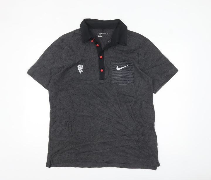 Nike Golf Dri-FIT Grey Men's L Polo Shirt Short Sleeve Logo