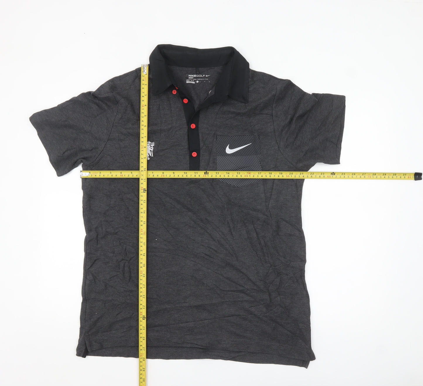 Nike Golf Dri-FIT Grey Men's L Polo Shirt Short Sleeve Logo