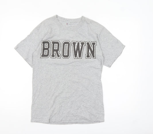 Champion Men's Grey Crew Neck Brown University Graphic T-Shirt Size S
