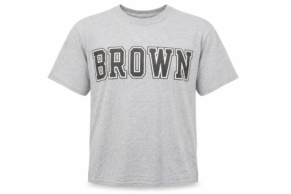 Champion Men's Grey Crew Neck Brown University Graphic T-Shirt Size S