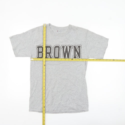 Champion Men's Grey Crew Neck Brown University Graphic T-Shirt Size S