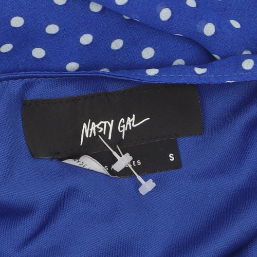 Nasty Gal Women's Blue Polka Dot Cut Out Slip Dress Size S