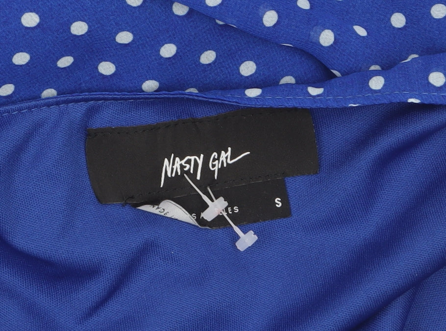 Nasty Gal Women's Blue Polka Dot Cut Out Slip Dress Size S