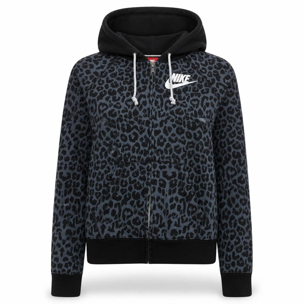 Nike Womens Black Animal Print Full Zip Hoodie Size M