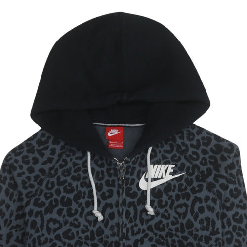 Nike Womens Black Animal Print Full Zip Hoodie Size M