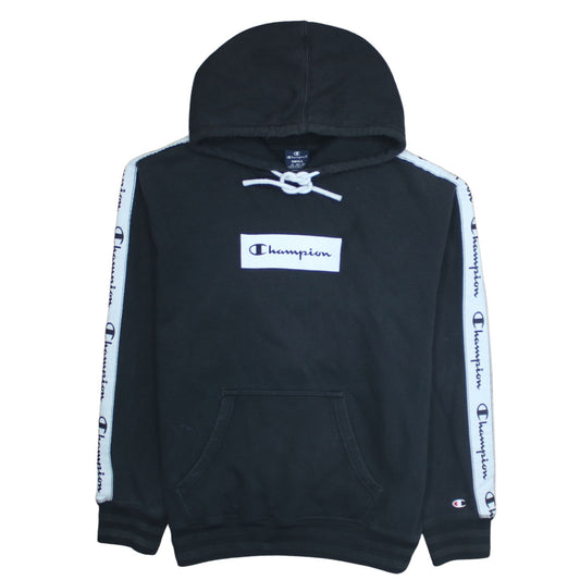 Champion Men's Black Small Pullover Hoodie with Logo Sleeves