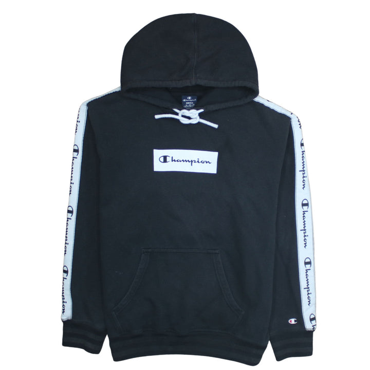 Champion Men's Black Small Pullover Hoodie with Logo Sleeves