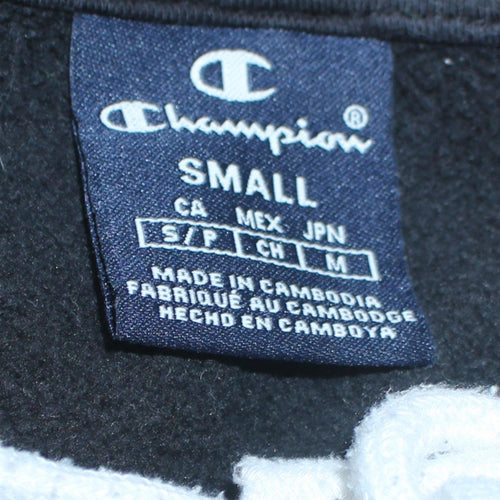 Champion Men's Black Small Pullover Hoodie with Logo Sleeves