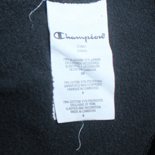 Champion Men's Black Small Pullover Hoodie with Logo Sleeves
