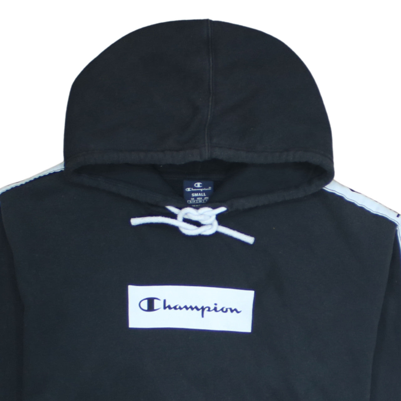 Champion Men's Black Small Pullover Hoodie with Logo Sleeves