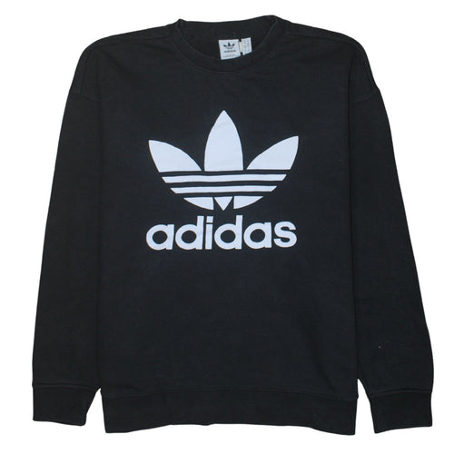 Adidas Womens Black Crew Neck Pullover Sweatshirt Size XL